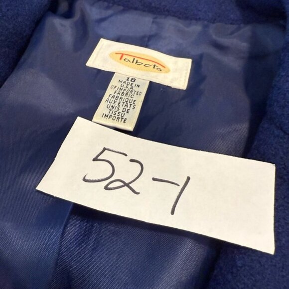 Talbots Royal Blue wool blend pea coat gold button up V neck lined pockets SZ 18 - Picture 13 of 13